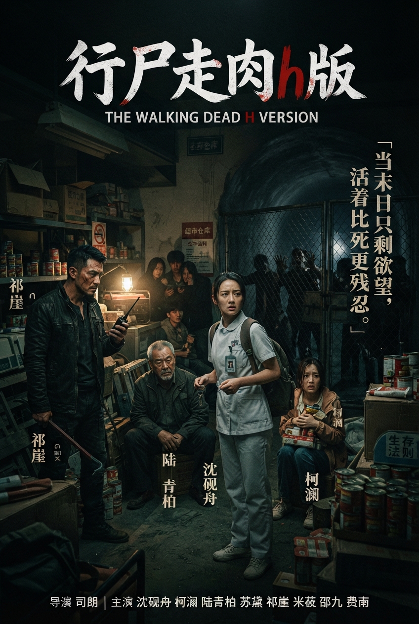 《行尸走肉h版》主视觉：铁门阴影切开的脸与颈间钥匙